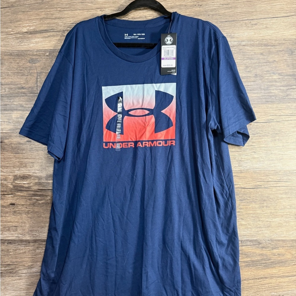 Under Armour Men's Navy and Red Logo Tee